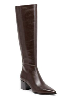 Womens Wide Calf Knee High Boots Chunky Heel Side Zipper Tall Boots